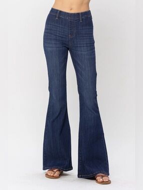 Judy Blue High Waist Pull On Denim Flare Jeans Size 16